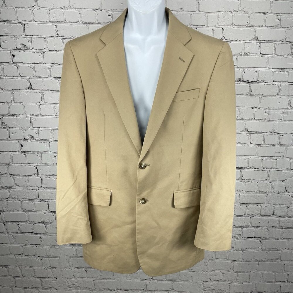 Jos A Bank Tan Cotton Wool 2 Button Vented Notch Blazer Sport Coat Size 40L